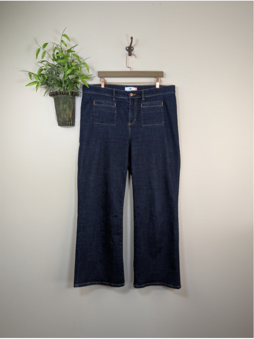 Cabi 16 Venice Trouser Jeans 4704R Slim Fit Wide Leg High Rise Dark Wash Stretch